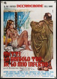 8g078 METTI LO DIAVOLO TUO NE LO MIO INFERNO Italian 1p '72 Casaro art of monk & near-naked girl!
