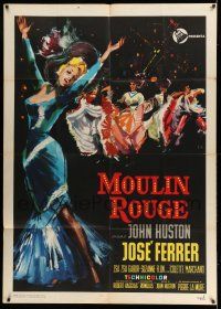 8g079 MOULIN ROUGE Italian 1p R1960s wonderful different art of sexy French showgirls dancing!