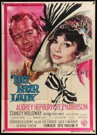 8g080 MY FAIR LADY Italian 1p '65 different art of Audrey Hepburn & Rex Harrison by Nistri!