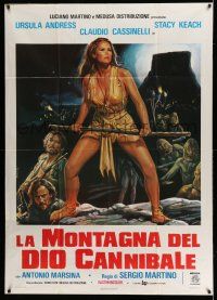 8g107 SLAVE OF THE CANNIBAL GOD Italian 1p '78 art of sexy Ursula Andress with fighting stick!