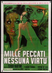 8g123 WAGES OF SIN Italian 1p '69 cool artwork of three sexy ladies by Giuliano Nistri!