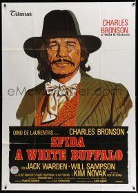 8g129 WHITE BUFFALO style B Italian 1p '77 different art of Charles Bronson as Wild Bill Hickok!