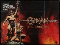 8g327 CONAN THE BARBARIAN subway poster '82 Casaro art of Arnold Schwarzenegger & sexy Bergman!