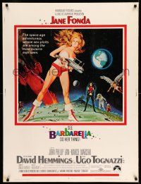 8j140 BARBARELLA 30x40 '68 sexiest sci-fi art of Jane Fonda by Robert McGinnis, Roger Vadim!