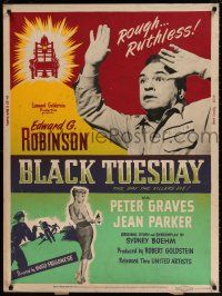 8j146 BLACK TUESDAY 30x40 '55 most ruthless Edward G. Robinson, Jean Parker, electric chair art!