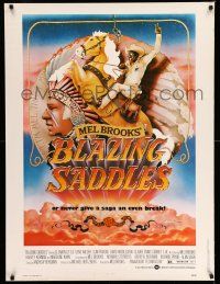 8j147 BLAZING SADDLES 30x40 '74 classic Mel Brooks western, Gene Wilder & Cleavon Little!