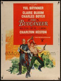 8j151 BUCCANEER 30x40 '58 Yul Brynner, Charlton Heston, directed by Anthony Quinn!
