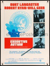 8j165 EXECUTIVE ACTION 30x40 '73 Burt Lancaster, Robert Ryan, JFK assassination!