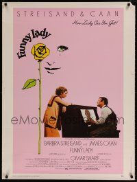 8j171 FUNNY LADY 30x40 '75 Barbra Streisand watches James Caan play piano!