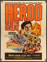 8j179 HEROD THE GREAT 30x40 '60 Edmund Purdom, Sylvia Lopez, French/Italian epic!