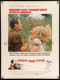 8j182 I WALK THE LINE 30x40 '70 c/u of Gregory Peck grabbing Tuesday Weld, John Frankenheimer