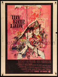 8j196 MY FAIR LADY 30x40 '64 classic art of Audrey Hepburn & Rex Harrison by Bob Peak!