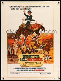 8j224 SUPPORT YOUR LOCAL GUNFIGHTER 30x40 '71 wacky cowboy James Garner on donkey, Latigo!