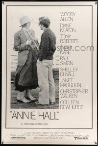 8j244 ANNIE HALL 40x60 '77 full-length Woody Allen & Diane Keaton, a nervous romance!