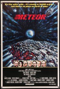 8j318 METEOR 40x60 '79 Sean Connery, Natalie Wood, cool sci-fi artwork by Michael Whipple!
