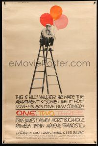 8j329 ONE, TWO, THREE style Y 40x60 '62 Billy Wilder, wonderful image of Billy Wilder w/ balloons!