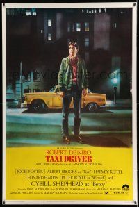 8j356 TAXI DRIVER 40x60 '76 classic art of Robert De Niro by cab, directed by Martin Scorsese!