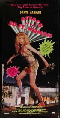 8j100 ATTACK OF THE 50 FT WOMAN 36x71 video poster '93 giant Daryl Hannah on the rampage!