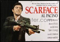 8j067 SCARFACE 38x53 Italian commercial poster '83 Al Pacino with his little friend machine gun!