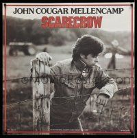 8j048 JOHN MELLENCAMP 34x34 music poster '85 portrait of the star on fence for Scarecrow release!