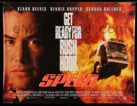 8j102 SPEED 34x44 video poster '94 huge close up of Keanu Reeves & bus driving through flames!