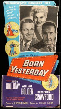 8j385 BORN YESTERDAY standee '51 Judy Holliday, William Holden & Broderick Crawford, different!