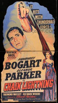 8j389 CHAIN LIGHTNING standee '49 art of military test pilot Humphrey Bogart & Eleanor Parker!