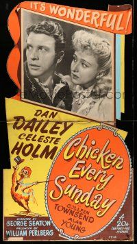 8j390 CHICKEN EVERY SUNDAY standee '49 different close up of Dan Dailey & pretty Celeste Holm!