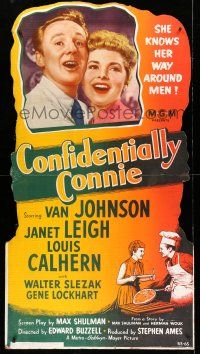 8j392 CONFIDENTIALLY CONNIE standee '53 sexy Janet Leigh knows her way around Van Johnson!