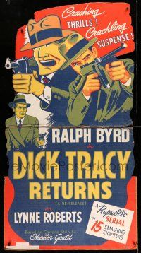 8j396 DICK TRACY RETURNS standee R48 Ralph Byrd as famous detective, serial, art by Chester Gould!