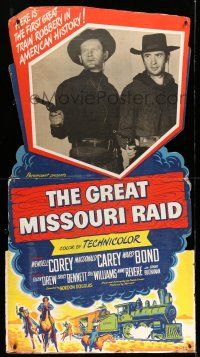 8j408 GREAT MISSOURI RAID standee '51 Wendell Corey, Macdonald Carey, first great train robbery!