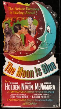 8j428 MOON IS BLUE standee '53 William Holden, Maggie McNamara, David Niven, Otto Preminger!
