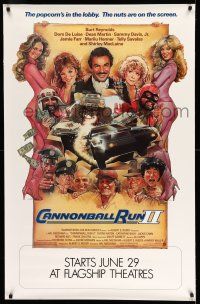 8j115 CANNONBALL RUN II half subway '84 Drew Struzan art of Burt Reynolds, Dean Martin & top cast!