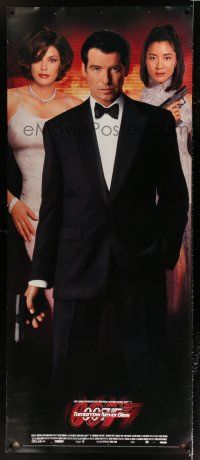 8j103 TOMORROW NEVER DIES 30x72 video poster '97 Pierce Brosnan as Bond, Yeoh, sexy Teri Hatcher!