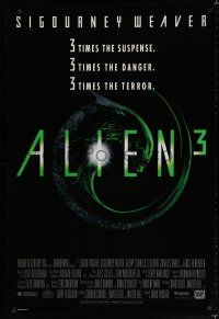 8k042 ALIEN 3 1sh '92 Sigourney Weaver, 3 times the danger, 3 times the terror!