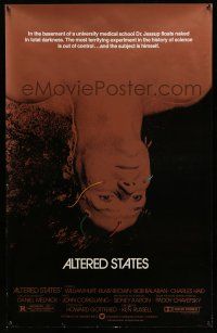 8k045 ALTERED STATES foil 1sh '80 William Hurt, Paddy Chayefsky, Ken Russell, sci-fi!
