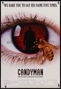 8k119 CANDYMAN 1sh '92 Clive Barker, creepy close-up image of bee in eyeball!