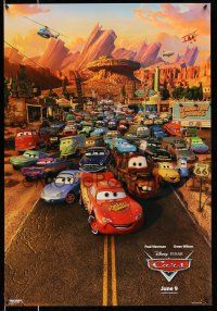 8k121 CARS advance 1sh '06 Walt Disney Pixar animated automobile racing, great cast image!