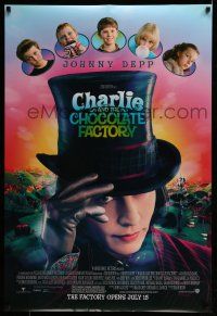 8k139 CHARLIE & THE CHOCOLATE FACTORY July 15 style advance DS 1sh '05 Johnny Depp, Tim Burton!