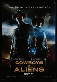 8k182 COWBOYS & ALIENS July teaser DS 1sh '11 cool image of Daniel Craig & Harrison Ford!