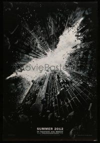 8k201 DARK KNIGHT RISES teaser DS 1sh '12 image of Batman's symbol in broken buildings!