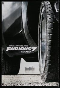 8k277 FURIOUS 7 teaser DS 1sh '15 Jason Statham, Dwayne Johnson, Vin Diesel, cool car image!