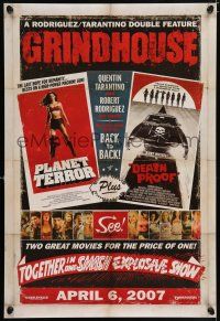 8k310 GRINDHOUSE advance DS 1sh '07 Rodriguez & Tarantino, Planet Terror & Death Proof!