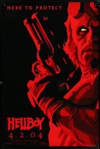 8k327 HELLBOY red style teaser 1sh '04 Mike Mignola comic, Ron Perlman is here to protect!