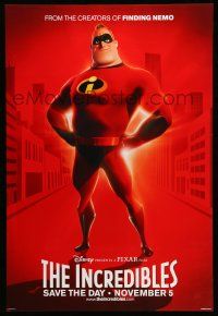 8k363 INCREDIBLES advance DS 1sh '04 Disney/Pixar sci-fi superhero family, Mr. Incredible!