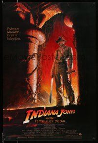 8k368 INDIANA JONES & THE TEMPLE OF DOOM 1sh '84 adventure is Ford's name, Bruce Wolfe art!