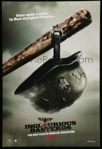 8k371 INGLOURIOUS BASTERDS teaser DS 1sh '09 Quentin Tarantino, Nazi helmet on baseball bat!