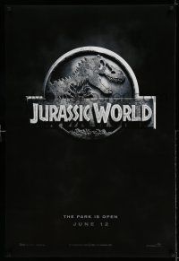 8k410 JURASSIC WORLD teaser DS 1sh '15 Jurassic Park sequel, cool image of the classic logo!