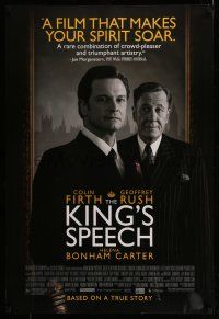 8k420 KING'S SPEECH DS 1sh '10 Colin Firth, Helena Bonham Carter, Geoffrey Rush!