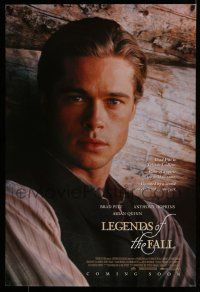 8k431 LEGENDS OF THE FALL int'l advance DS 1sh '94 cool close-up portrait image of Brad Pitt!